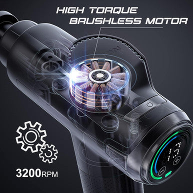 Fusion Black Pro Deep Tissue Massage Gun For Athletes - Percussion Massager For Pain Relief, Muscle Therapy And Relaxation