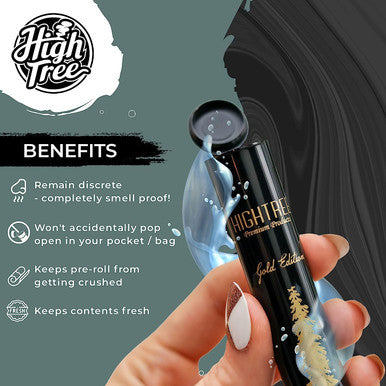 HIGHTREE Black Doob Tube - Smell Proof, Air Tight, Waterproof (4 Pack)