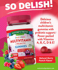 Kids Multivitamin Gummies with Probiotics | 60 Count | Vegetarian, Non-GMO, Gluten Supplement | Vitamin C, D3 & Zinc | Berry Punch Flavor | by Nature's Truth