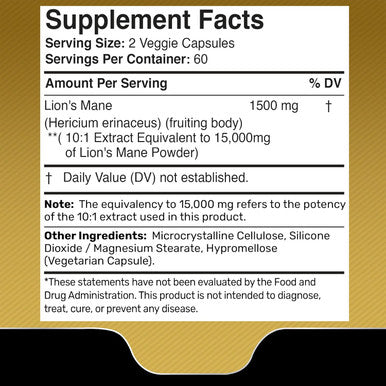 Lions Mane Supplement Capsules - 120 Count - Mushroom Supplement, Brain Supplements For Memory And Focus, Lion'S Mane Mushroom Capsules - Cognitive And Immune Support, Focus Supplement - Pack Of 2