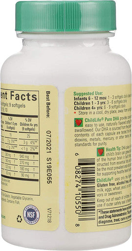 ChildLife Essentials Pure DHA Dietary Supplement - DHA for Kids, Supports Healthy Brain Growth & Function, All-Natural, Gluten-, Kids DHA Supplement - Natural Strawberry Flavor - 90 Count (Pack of 4)