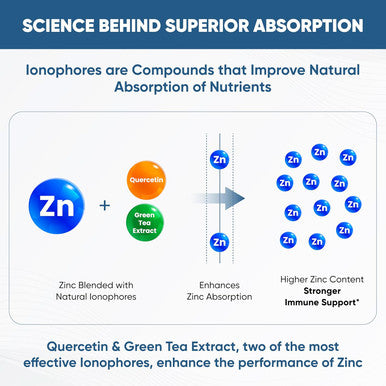Sandhu'S Zinc Supplement With Ionophores Quercetin & Green Tea Extract For Superior Absorption And High Potency 800Mg Vegetarian Capsules 30 Days Supply Immune Support For Men & Women Made In Usa
