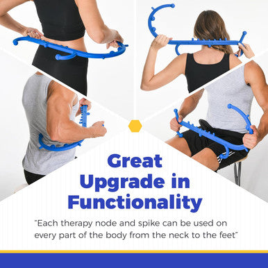 Back And Neck Massager-Trigger Point Massage Tools For Pain Relief And Self Massage Hook Cane- Handheld Body Deep Tissue Shoulder Leg Feet Massager Stick For Men & Women-Blue