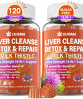Liver Cleanse Detox & Repair Gummies With Milk Thistle 1500Mg, 18-In-1 Liver Health Supplement With Berberine, Turmeric, Artichoke, Dandelion, Chanca Piedra, Vitamins B6 B9 B12, Sugar (Pack Of 2)