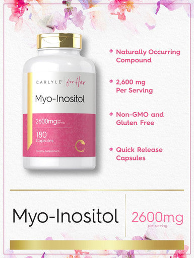 Carlyle Myo-Inositol 2600mg | 180 Capsules | Extra Strength Supplement | Non-GMO Gluten