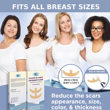 Breast Augmentation Post Surgery Supplies- Silicone Scar Sheets For Breast Surgical Scars-Breast Reduction Recovery Supplies After Surgery Needs- Comfortable Under Post Op Bra