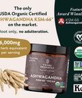 TRIBE ORGANICS Vegan Ashwagandha KSM 66 Pure Organic Root Powder Extract Ayurvedic Supplement 90 Capsules