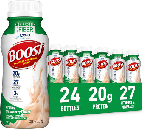 BOOST High Protein with Fiber Ready to Drink Complete Nutritional Drink, Rich Chocolate, 8 fl oz Bottle, 24 Pack