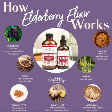 Earthley Wellness Elderberry Elixir Drops, Herbal Elderberry Syrup Alternative, Powerful Immune & Respiratory Support, Shelf Stable With Mullein, Orange Peels, And Cloves (2Oz, Kids, 120+ Doses)