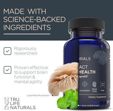 Neuroact Brain Health Memory, Focus, Concentration, Mental Clarity With Cognatiq, Vitamin B3 & B6 Manage Stress & Elevate Mood Holistic Brain Health Formula, Sustained Energy & Well Being