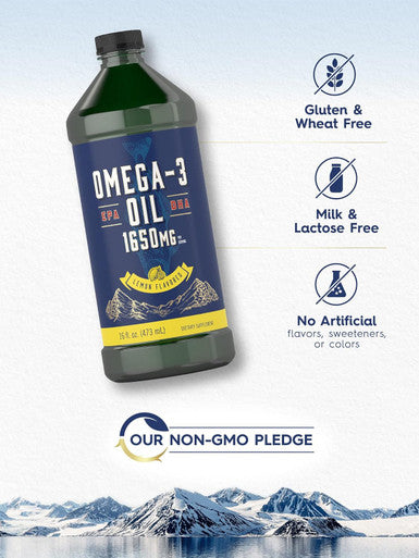 Carlyle Omega 3 Fish Oil | 1650mg | 32 fl oz (2 x 16oz Bottles) | Lemon Flavor | Non-GMO & Gluten Supplement