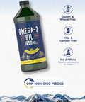Omega 3 Fish Oil | 1650Mg | 32 Fl Oz (2 X 16Oz Bottles) | Lemon Flavor | Non-Gmo & Gluten Free Supplement