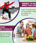 Vegan Iron Supplement Gummies - High Absorption Chelated Bisglycinate Iron With Vitamin C, B-Complex, Folate For Energy, Blood Building Iron Filled Gummies For Adults & Kids - No Aftertaste, 60 Cts