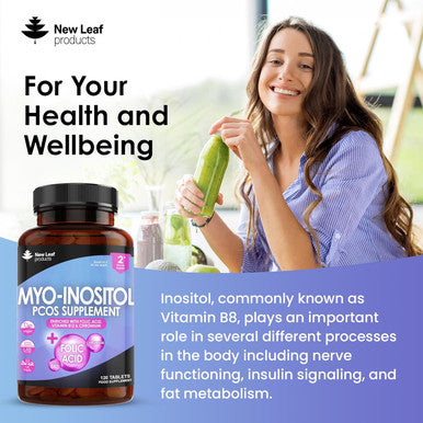 Myo-Inositol Pcos Supplement - Myo Inositol Capsules Pcos Supplement Enriched With Folic Acid, Vitamin B12 And Chromium - Hormone Balance For Women 120 Vegan Capsules Uk Made Leaf Vitamin B8