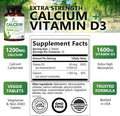 Calcium 1200 Mg With Vitamin D3, Calcium Supplement Vitamins, Supports Bone Strength, Teeth & Immune System, Calcium Supplements For Women & Men, Nature'S Absorbable Calcium Carbonate - 60 Tablets