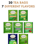 Blue Ribbon Twinings Green Tea Bags Sampler Assortment Variety Pack Box - 20 Count 7 Flavors - Perfect Variety - s for Mom Dad Family Coworkers Friends Women Men Herbal and Green Tea Lovers