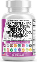 Milk Thistle 3000Mg Nac Chanca Piedra 2000Mg Beet Root 2000Mg Artichoke 2000Mg Dandelion Root 1000Mg - Liver Cleanse Detox & Repa