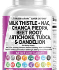 Milk Thistle 3000Mg Nac Chanca Piedra 2000Mg Beet Root 2000Mg Artichoke 2000Mg Dandelion Root 1000Mg - Liver Cleanse Detox