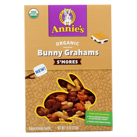 Annie's Organic Friends Bunny Grahams, Chocolate Chip, Chocolate, and Honey Baked Graham Snacks, 11.25 oz