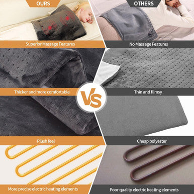 Heating Massaging Weighted Pad,Heated Pads For Back And Shoulders,Portable Heat Pad For Neck,Cramp,Menstrual Pain,3 Heat Settings 6 Massage,18 Relaxing Combinations,Auto Off,20"24",Dark Grey
