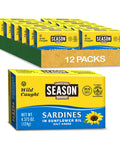 Season Sardines in Water No Salt Added Wild Caught 22g of Protein Keto Snacks More Omega 3's Than Tuna Kosher High in Calcium Canned Sardines 4.37 Oz Tins 12Pack