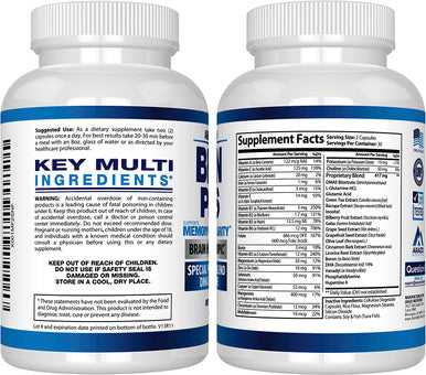 Premium Brain Function Supplement Memory Focus Clarity Nootropic Booster with DMAE Bacopa Monnieri LGlutamine Multi Vitamins Multi Minerals Arazo Nutrition