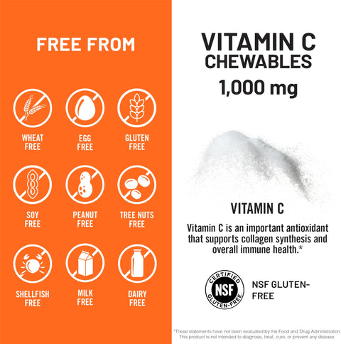 NatureWise Extra Strength Vitamin C Chewable 1000mg for Adults Natural Orange Flavor Immune System and Antioxidant Support NonGMO Vegan and Sugar Free 90 Chewable Tablets[45Day Supply]