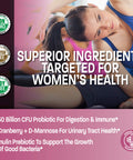 Bronson Women'S Probiotic 50 Billion Cfu + Prebiotic With Cranberry & D-Mannose Vaginal Health, Healthy Digestion, Immune Function And Urinary Tract Support, Non-Gmo, 60 Vegetarian Capsules