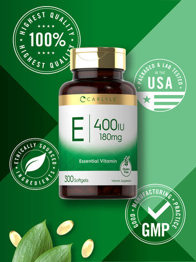 Carlyle Vitamin E Softgel Capsules 400 Iu | 180Mg | 300 Count | Non-Gmo And Gluten Free Formula