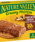 Nature Valley Creamy Protein Bars, Peanut Butter Chocolate, 10g Protein Snacks, 5 Bars, 7.45 oz