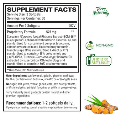 Terry ly CuraMed Plus Clinical OPC - 60 Softgels, Pack of 2 - BCM-95 Curcumin & French Grape Seed VX1 - Supports Brain, Heart, Colon, Breast, Prostate & Liver Health - 60 Total Servings