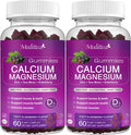 Calcium Magnesium Zinc Gummies With High Absorption Magnesium Glycinate 200Mg, Potassium -Plant Calcium Supplement W/ D3 & Sea Moss For Bone, Muscles, Calm Mood & Sleep Support- Kids & Adults (2 Pack)