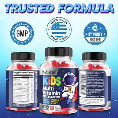 Built Nature Kids Multivitamin Gummies - Daily Kids Vitamin Gummy Multivitamins For Children With Vitamins A, C, E, B6, B12, And Minerals - Natural Multi Vitamin Supplement, Non-Gmo, Berry Flavor - 60 Gummies