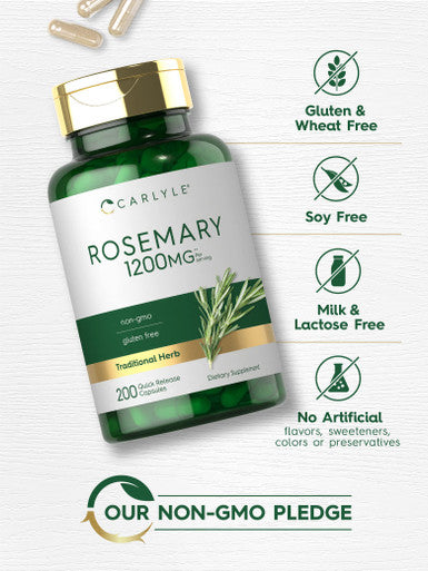 Carlyle Rosemary Capsules | 1200Mg | 200 Count | Non-Gmo & Gluten Free Extract