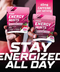 Energy Caffeine Mints Caffeine + L-Theanine + B Vitamins Caffeinated Mints With 60Mg Caffeine Per Serving Delicious Sugar Energy Mints (Raspberry Rush, 100 Count)
