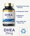 Carlyle DHEA 25mg Supplement 180 Vegetarian Tablets for Men and Women Non-GMO and Gluten