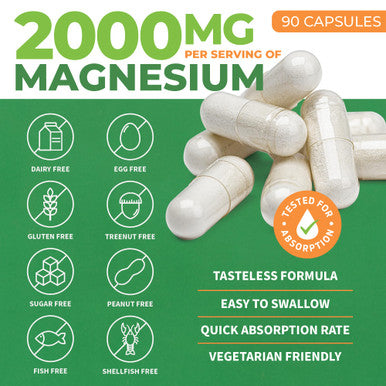 Forest Leaf Magnesium L-Threonate Magtein Capsules 2000mg 90 Veg Caps