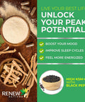 Renew Actives Ashwagandha Ksm-66 Capsules - 60 Capsules With Black Pepper, Ashwagandha Root Extract For Stress, Energy Support, Brain Supplement, And Sleep Aid