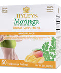 Hyleys Moringa Oleifera and Green Tea Mango Flavor - 50 Tea Bags - Superfood Miracle Tree Tea with Dried Moringa Oleifera Leaves