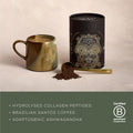 Ancient + Brave - Coffee + Collagen Powder 250G - Organic Brazilian Ground Coffee With Grass-Fed Hydrolysed Bovine Collagen - Collagen Coffee, Premium Blend Of Organic Cacao, Ashwagandha & Baobab
