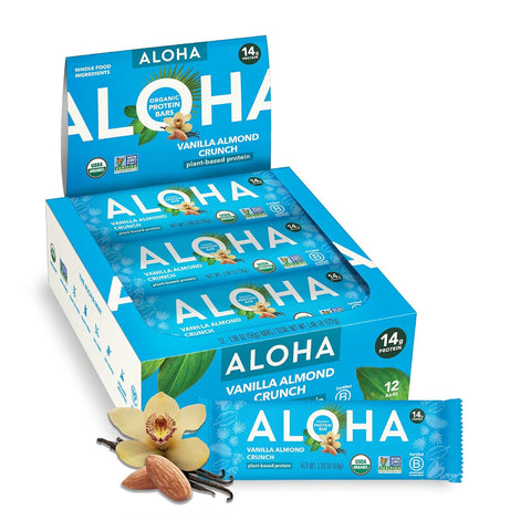 Aloha Organic Plant Based Protein Bars Chocolate Chip Cookie Dough, 1.98 Oz,(Pack of 12)