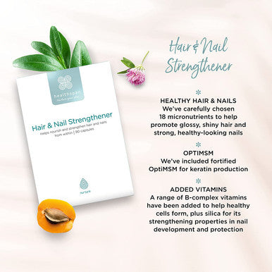 Healthspan Hair & Nail Strengthener (45 Days Supply) | Promote Glossy, Shiny Hair and Strong & Healthy Looking Nails | 18 Balanced Micronutrients | with OptiMSM & Vitamin B-Complex | Vegetarian