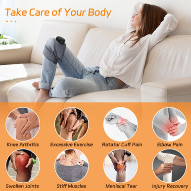 Eniosvar Knee Massager With Heat And Vibration Cordless Heating Pad For Knee 3-In-1 Massager For Knee Shoulder Elbow Portable Washable Heated Knee Brace For Arthritis With 2 Extension Straps