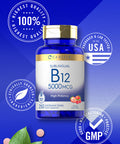 Carlyle Vitamin B12 5000Mcg | 250 Fast Dissolve Tablets | Natural Berry Flavor | Vegetarian, Non-Gmo, Gluten Free