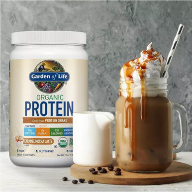Garden of Life Vegan Protein Powder - Caramel Mocha Latte - 20G Plant Protein Bcaas Probiotics & Digestive Enzymes - Gluten-Free Non-Gmo
