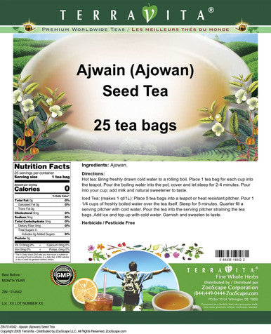 Terravita Ajwain (Ajowan) Seed Tea (25 Tea Bags, Zin: 514542)