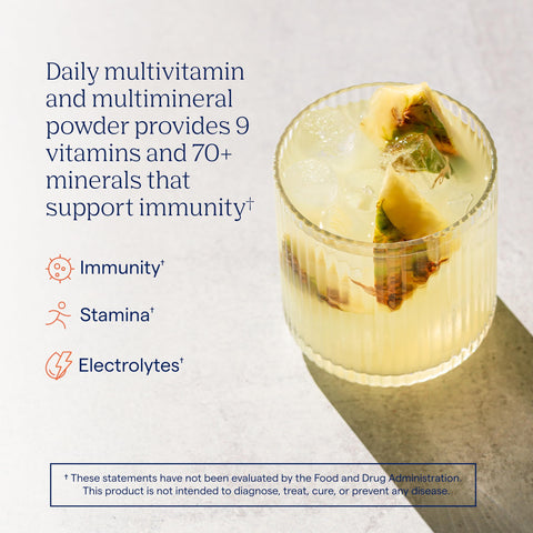 Trace Minerals Power Pak Electrolyte + Immunity Boost Drink Packets 1200 mg Vitamin C Elderberry Zinc D3 B6 B12 Immunity Hydration Kids and Adults (6.9 Ounce Pineapple Coconaut)