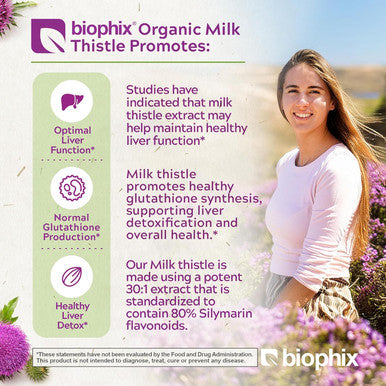 Biophix Milk Thistle Usda Organic 30:1 Extract 7500 Mg With Piperine 180 Veggie Capsules - Healthy Liver Support - Antioxidant Formula - Detoxification Support