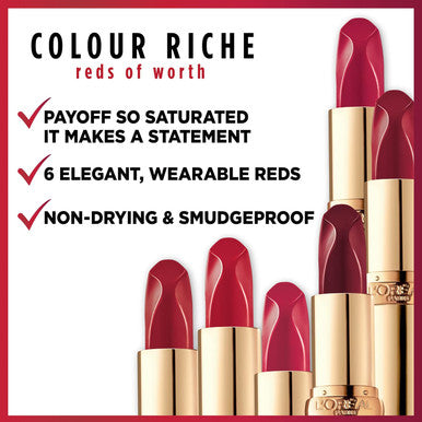 L'Oreal Paris Colour Riche Lipstick With Argan Oil And Vitamin E Reds Of Worth Prosperous Red