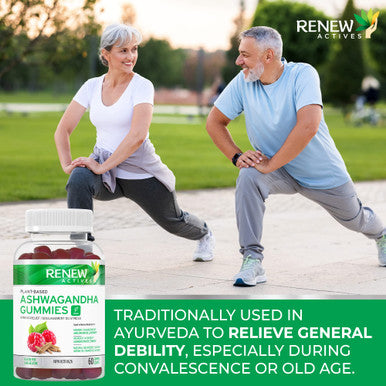Renew Actives Ashwagandha Gummies For Memory Enhancement & Energy Boost - Used As Rejuvenative Tonic For Health & Wellness- 60 Gummies
